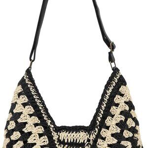 Straw Hobo Beach Bag for Women, Woven Tote Bag Summer Crochet Shoulder Bag,Vinta